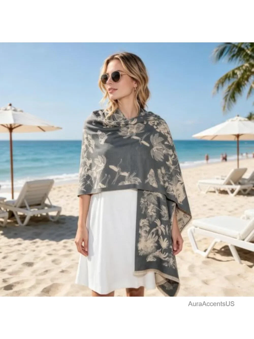 Pashmina Shawl Wrap for Women Reversible Floral Lightweight Scarf